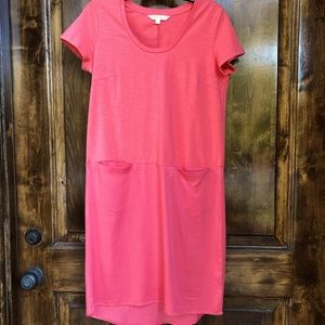 Women’s dark coral dress.  Size small.  Model is size 6 and 5’6”.